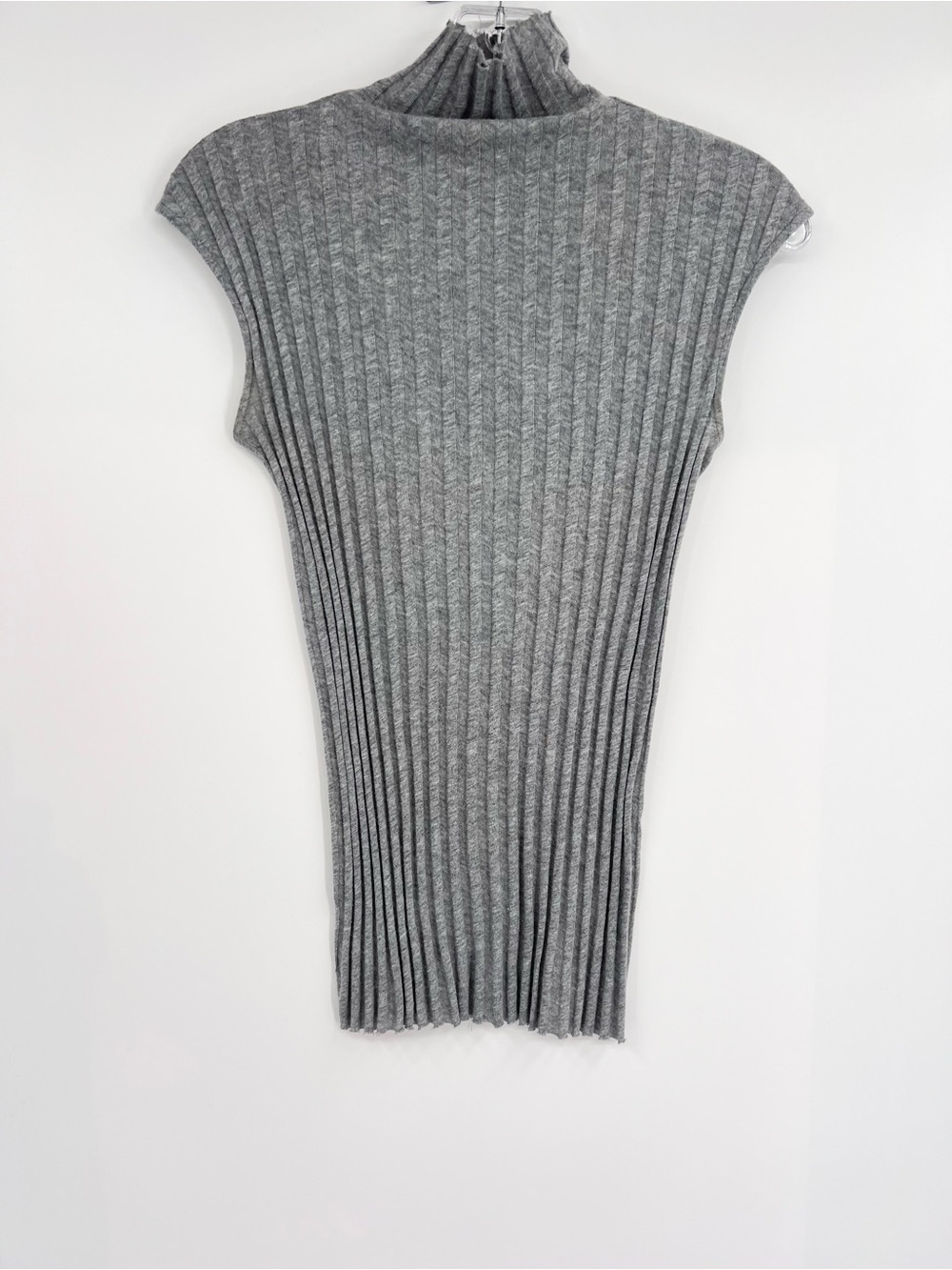 Enza Costa  Ribbed Mock/ funnel Neck Sleeveless Top/ sweater cotton cashmere XS